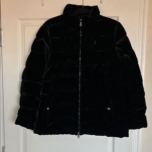 Polo by Ralph Lauren Black Velvet-like Down Coat/Jacket